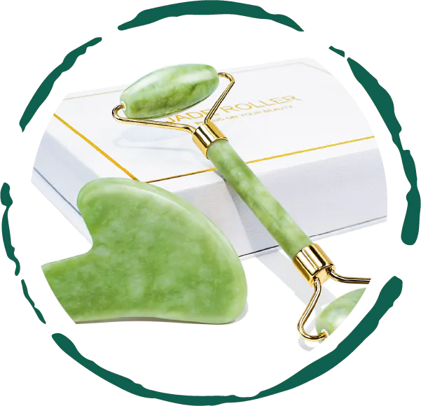 Gua Sha Facial Tool & Jade Roller, Face Roller for Wrinkles and Lifting, Puffiness Reducing Skin Tightening Face Massage Tool, Self Care Gift for Men Women