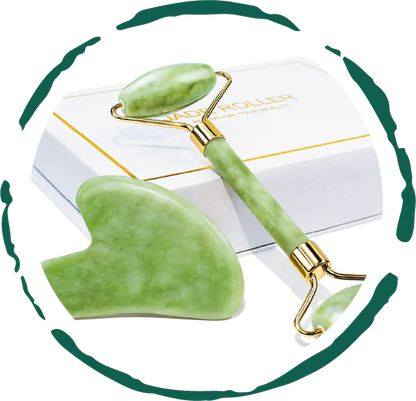 Gua Sha Facial Tool & Jade Roller, Face Roller for Wrinkles and Lifting, Puffiness Reducing Skin Tightening Face Massage Tool, Self Care Gift for Men Women