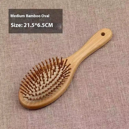 100% Natural Bamboo Hair Brush Detangling Massage Anti-Static Hair Comb Wooden Bristle