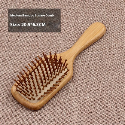 100% Natural Bamboo Hair Brush Detangling Massage Anti-Static Hair Comb Wooden Bristle