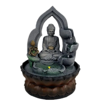 Tabletop Water Fountain Buddha Statue Tabletop Humidifiers Indoor Waterfall Fountain Home Decoration for Office, Living Room, or Bedroom