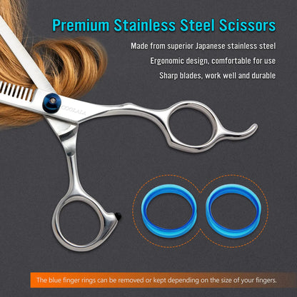 Stainless Steel Hair Cutting Scissors Thinning Shears 6.5 Inch Professional Salon Barber Haircut Scissors Family Use for Man Woman Adults Kids