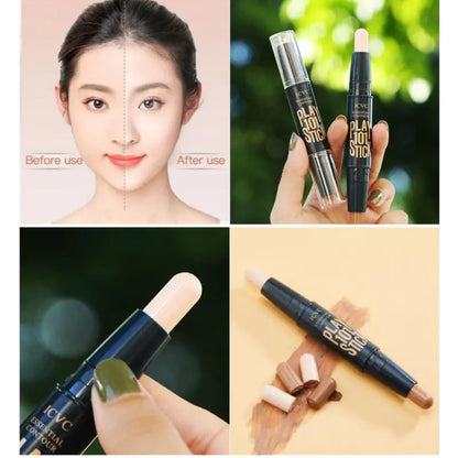 Shiny Shimmer 2-in-1 Double Head Highlighter Stick Contouring Stick Multifunctional Makeup Sticks Contouring Pen for Face Brightens