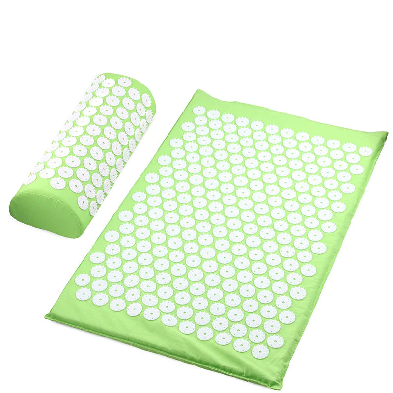 Acupressure Mat Massage Acupuncture Mat and Pillow Set Ideal for Neck, Back and Shoulder Pain Remedy and Stress Relief with Spike Points