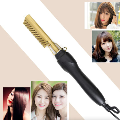 Hot Comb, 450°F High Heat Electric Hot Comb, Hot Comb Hair Straightener for Black Hair Wigs, with Anti-Scald Case, Dual Voltage & 60 Min Auto Shut-Off, for Men Women Travel Home Use