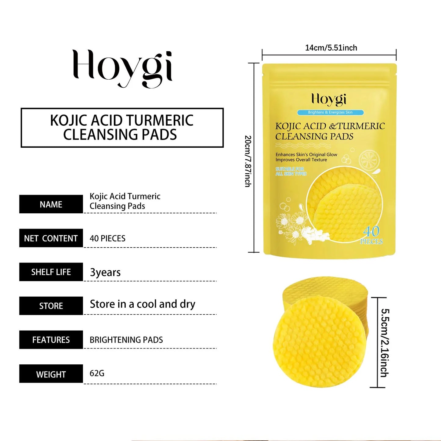 HOYGI Turmeric Cleansing Pad – Exfoliating & Makeup Remover