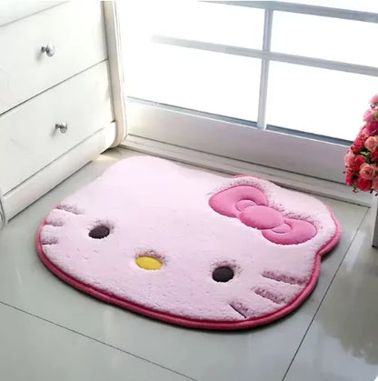 Cute Kitty Cat Face Cartoon Kawaii Bedroom Rugs, Bath Mat, Pink Carpet, 8 Colors, 50 x 60 cm