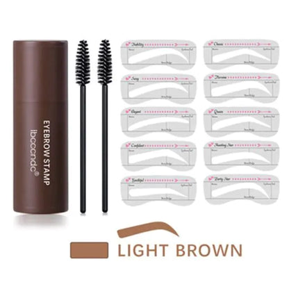 Eyebrow Stamp Stencil Kit Eye Brow Stencil Kit Brow Stamp Kit Long Lasting Waterproof Eyebrow Makeup Powder Kit with 10 Reusable Eyebrow Stencils + 2 Eyebrow Brushes.