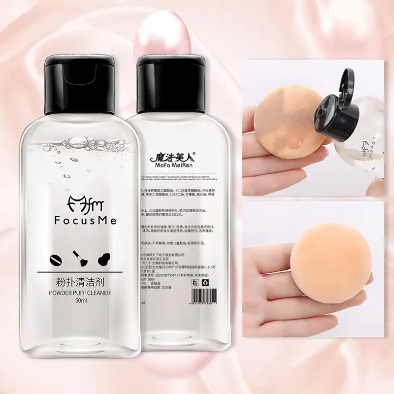 Korean Makeup Brush Cleaner Solution - Sponge Cleaner - Make Up Brush Liquid Cleanser - Hypoallergenic & Plant-Based Solution Removes Makeup, Dirt, & Oil - 50 ml