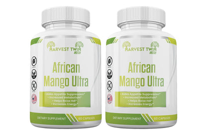 Harvest Twin African Mango Ultra Weight Loss Supplement for Healthy Weight Management - Standardized to Contain 10% Flavones - Non-GMO, Vegan-Friendly, Gluten-Free.