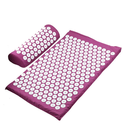 Acupressure Mat Massage Acupuncture Mat and Pillow Set Ideal for Neck, Back and Shoulder Pain Remedy and Stress Relief with Spike Points