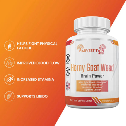 Harvest Twin Horny Goat Weed for Men (62 Capsules) – Vitality Supplements for Men – Workout Supplement – Source of Amino Acids involved in Muscle Protein Synthesis – Antioxidants – Vegan, Preservative-Free