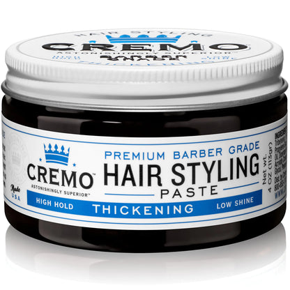 Cremo 4 Oz Thickening Paste & 6 Fl Oz Shave Cream Barber Grade Hair Styling & Shaving Bundle Thickening Paste + Original Shave Cream Hair Styling Agent