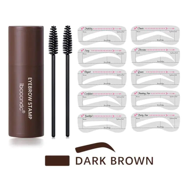 Eyebrow Stamp Stencil Kit Eye Brow Stencil Kit Brow Stamp Kit Long Lasting Waterproof Eyebrow Makeup Powder Kit with 10 Reusable Eyebrow Stencils + 2 Eyebrow Brushes.